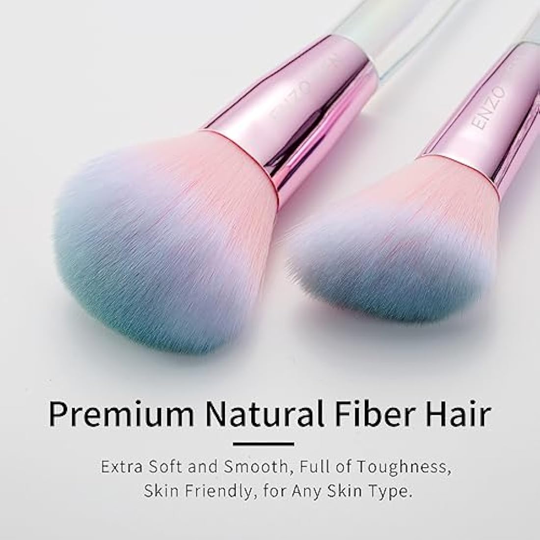 ENZO KEN Rainbow Crystal Makeup Brush Set | Professional Vegan 10pc Kit