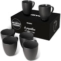 MIAMIO Stoneware Coffee Mug Set - 6 Piece Matte Black Ceramic Cups