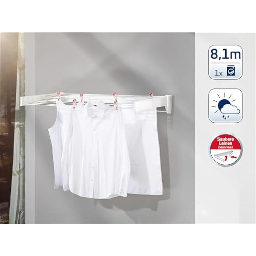 Leifheit Telegant 81 Protect Plus Wall-Mounted Clothes Airer – White