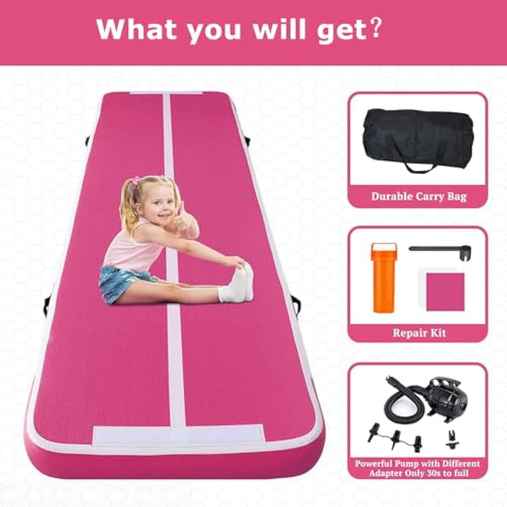 MEKETUM Inflatable Air Tumble Track Gymnastic Mat with Pump for Home Gym