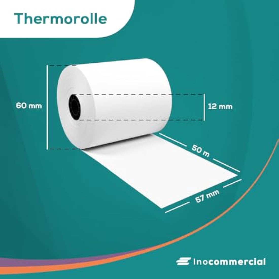 Inoverse Thermal Rolls 57x60x12mm | 50m BPA-Free Till Paper - 25 Pack