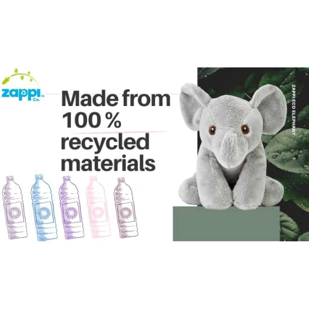 Zappi Co Recycled Elephant Plush Toy – 15cm Soft Stuffed Animal