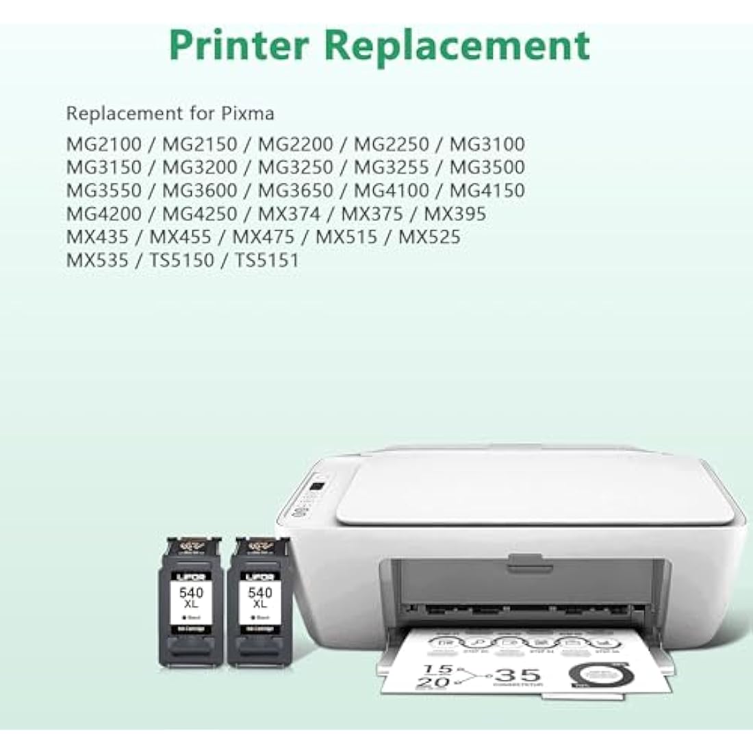 LIFOR PG-540XL Black Ink Cartridges for Canon Pixma MG3650 TS5150 | 2-Pack
