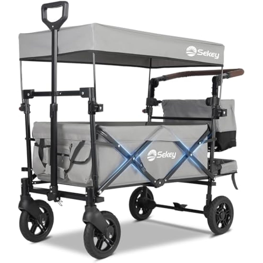 Sekey Kids Folding Wagon with Canopy | 220lbs Capacity Grey Trolley