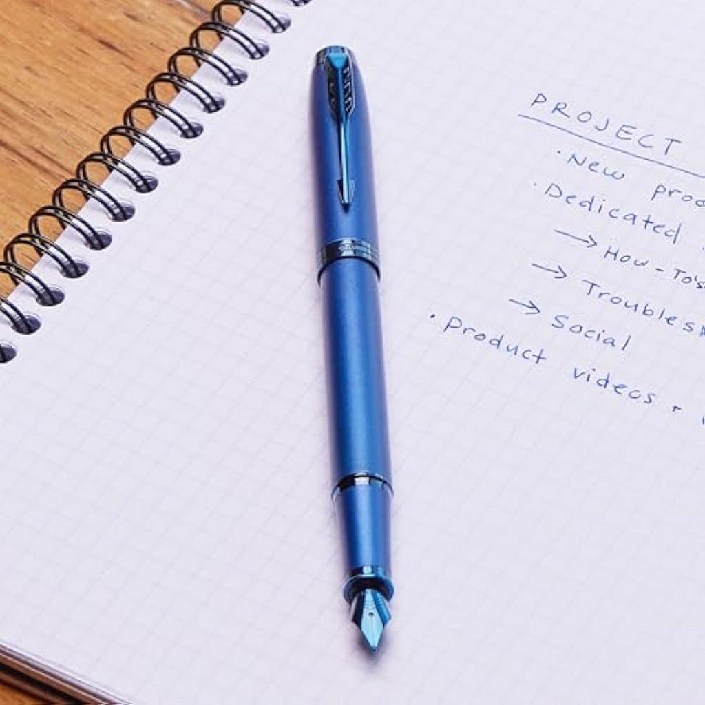 Parker IM Monochrome Fountain Pen | Blue Finish | Fine Nib with Gift Box