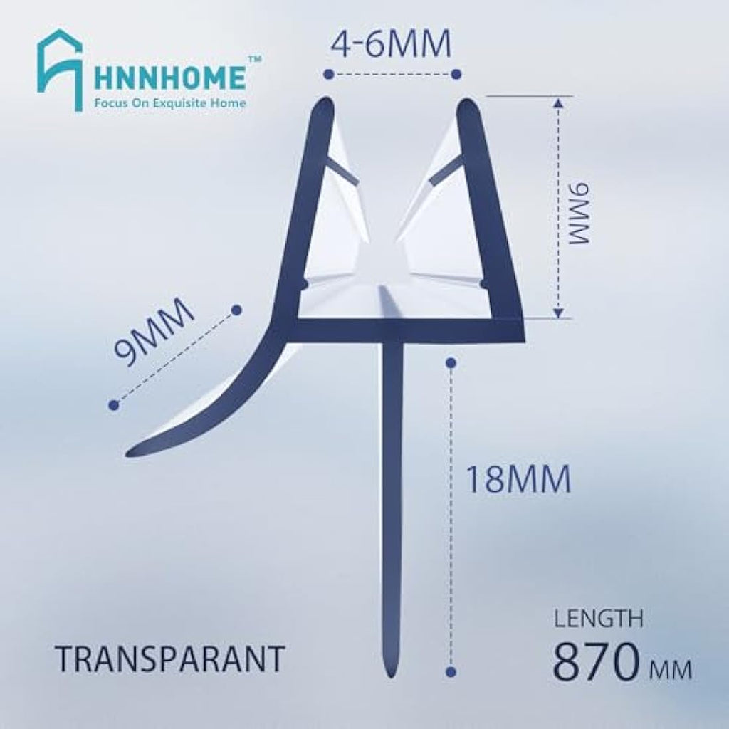 HNNHOME Shower Screen Door Seal Strip | 4-6mm Glass | 18mm Gap