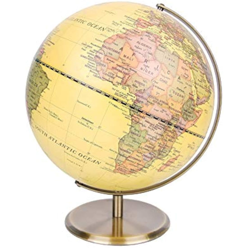 30cm World Globe – Antique Rotating Earth Map with Metal Base