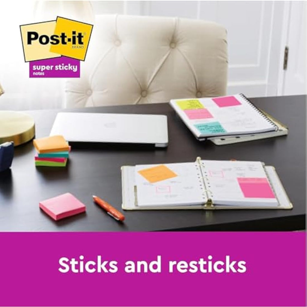 Post-it Super Sticky Notes – Ultra Yellow, 76x127mm, 12 Pads Pack