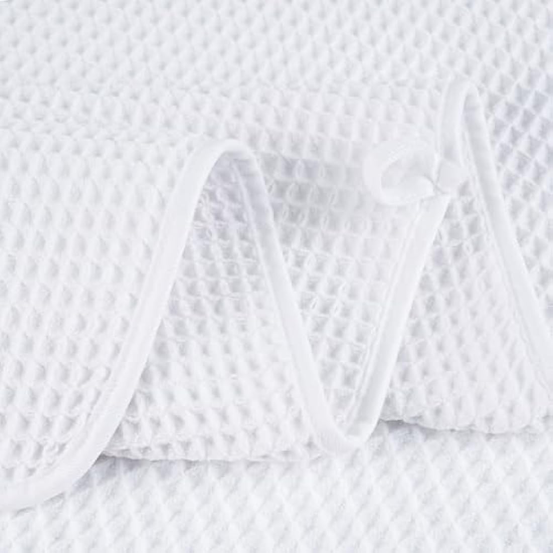Polyte Microfiber Waffle Weave Bath Towel Set – 6 Piece, White