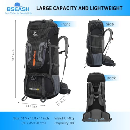 Jolof Store 80L Waterproof Hiking Backpack – Large Camping Rucksack