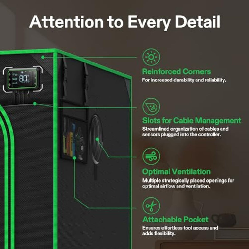 VIVOSUN PRO Grow Tent | 90x90x180cm Reflective Mylar with 22mm Poles