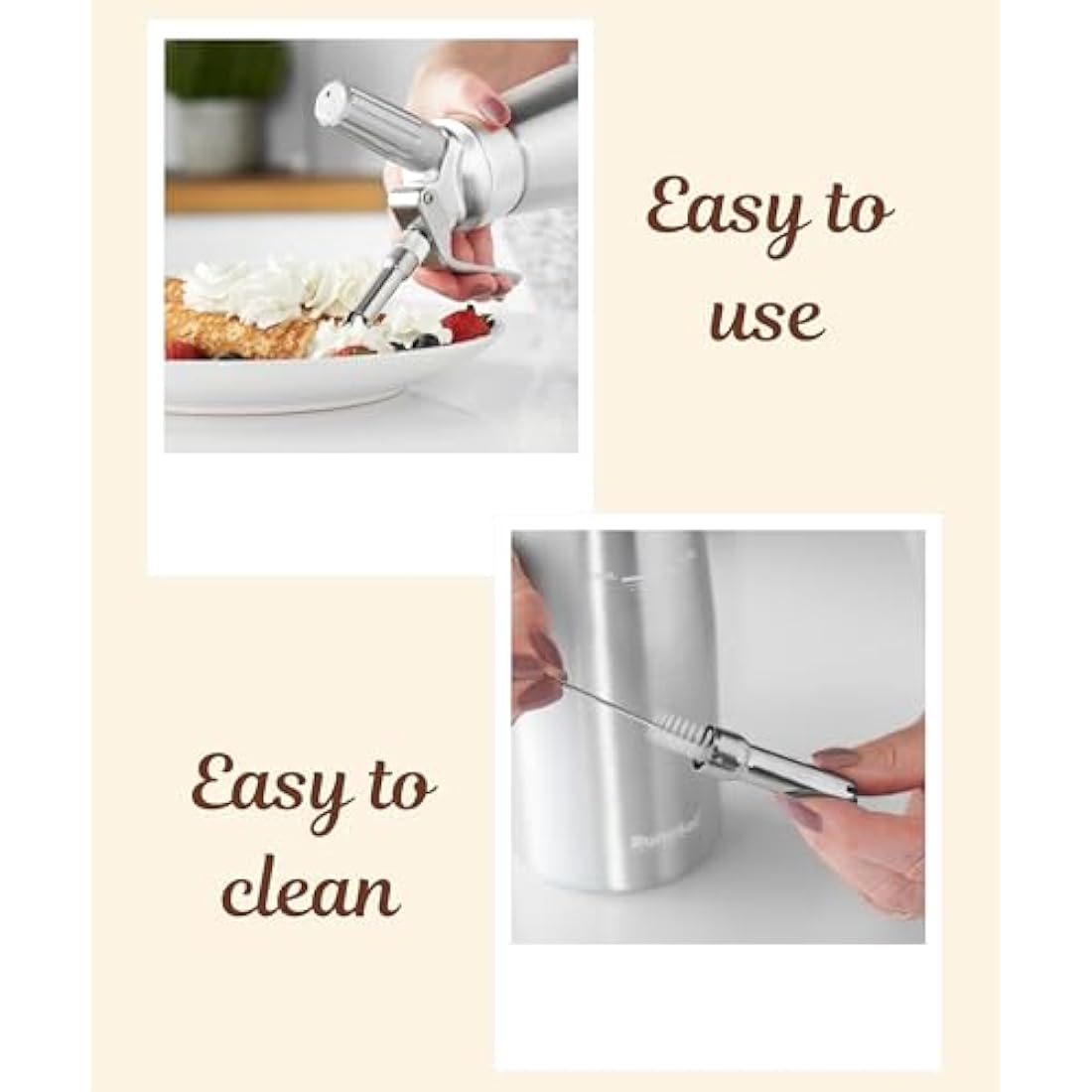 Runesol 500ml Aluminium Whipped Cream Dispenser with 3 Stainless Nozzles