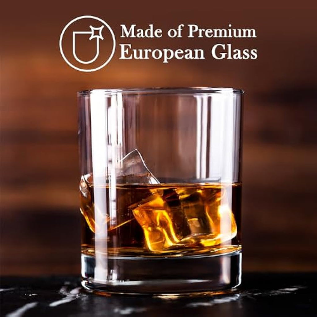 Crystalia Whiskey Glasses Set of 6 – 305ml Lead-Free Crystal Tumblers