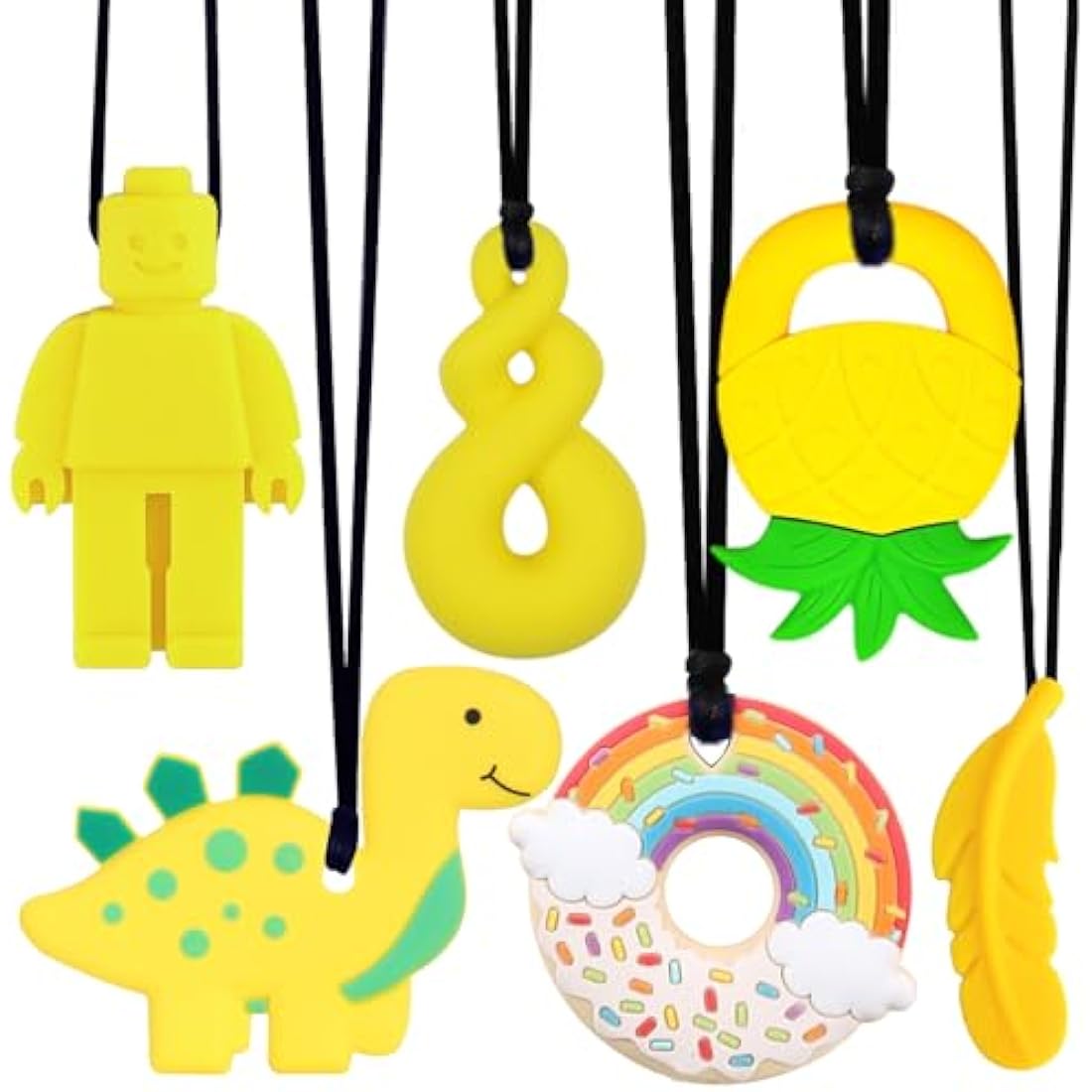 Jolof Store Sensory Chew Necklace - 6 Pack Food Grade Silicone Teethers