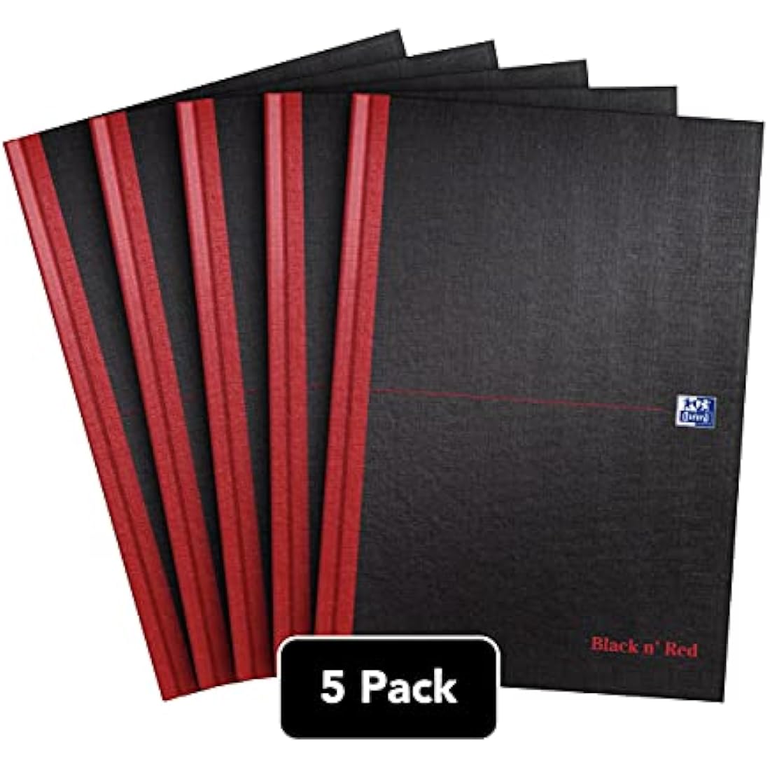Oxford Black n' Red A4 Hardback Notebook - Lined 192 Pages (Pack of 5)