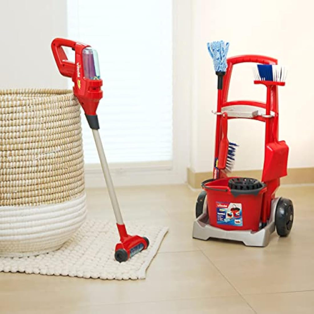 Theo Klein Vileda Broom Trolley & Upright Vacuum Cleaner Toy Set