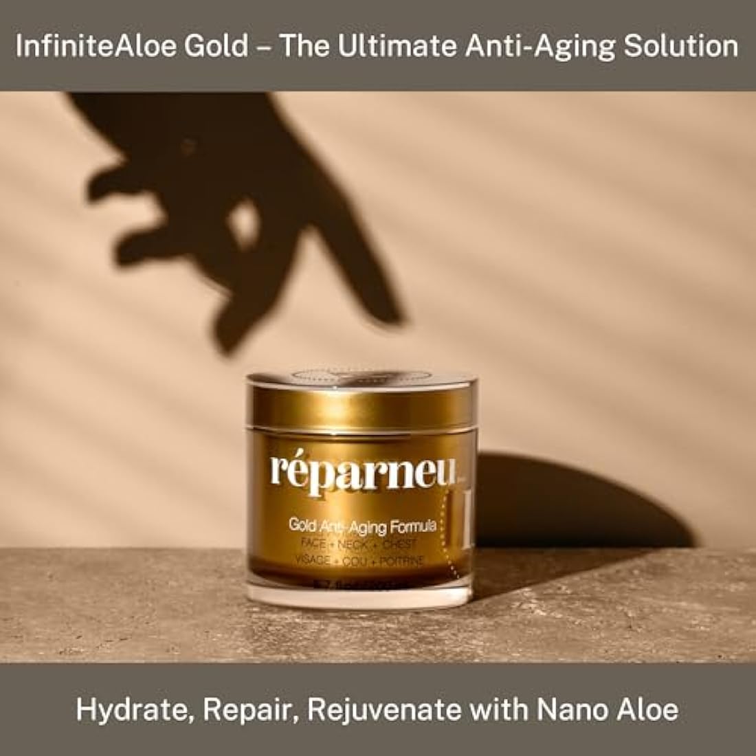 InfiniteAloe Gold Anti-Aging Face Cream – Organic Aloe & Collagen (1.7 oz)
