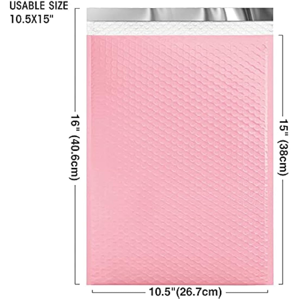 Switory Poly Bubble Mailers – 25 Pack Padded Envelopes, Pale Pink, 26.7x38cm