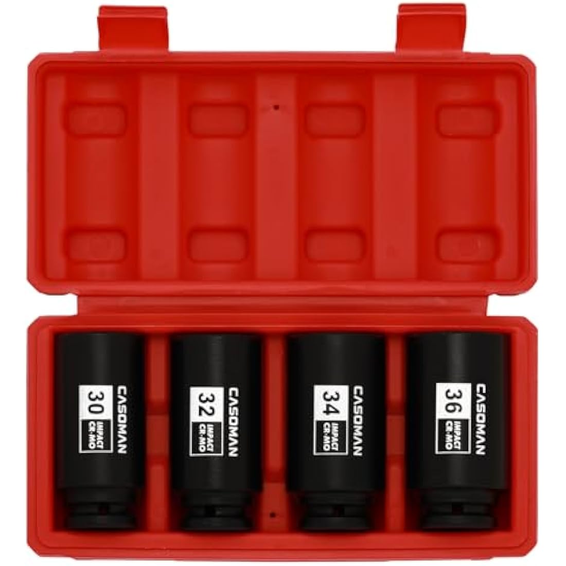 CASOMAN 4pc 1/2" Drive Deep Spindle Axle Nut Impact Socket Set, 12-Point