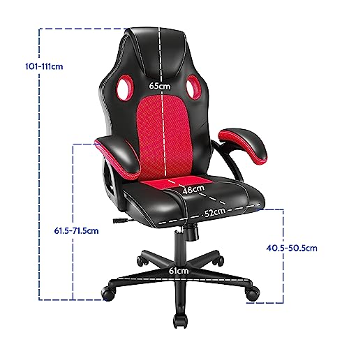 Play haha Ergonomic Racing Gaming Chair – PU Leather Swivel Desk Seat, Red