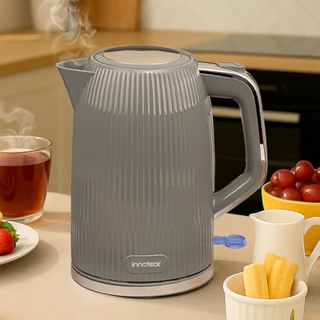 Innoteck 1.7L Electric Kettle – 3000W Fast Boil Stainless Steel, Grey