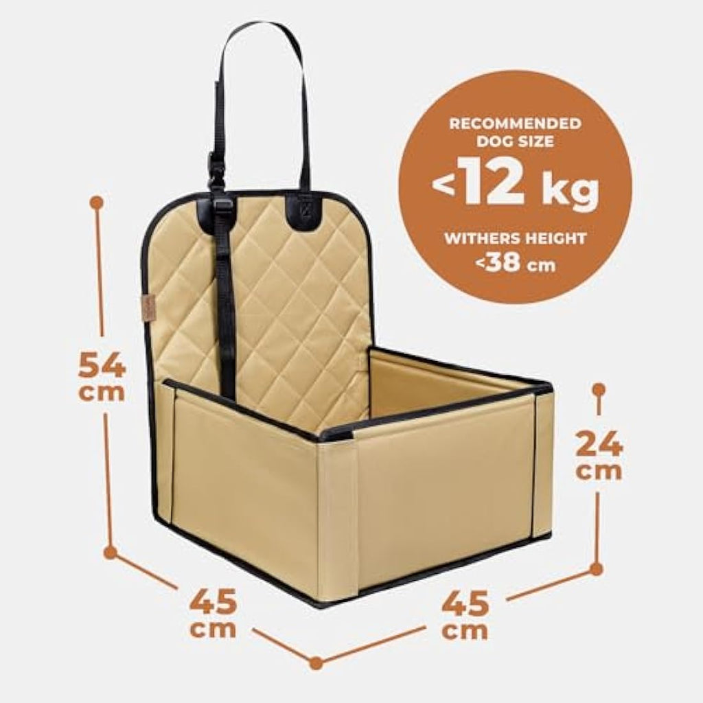Wuglo Dog Car Seat – Waterproof Booster Seat for Small to Medium Dogs, Beige