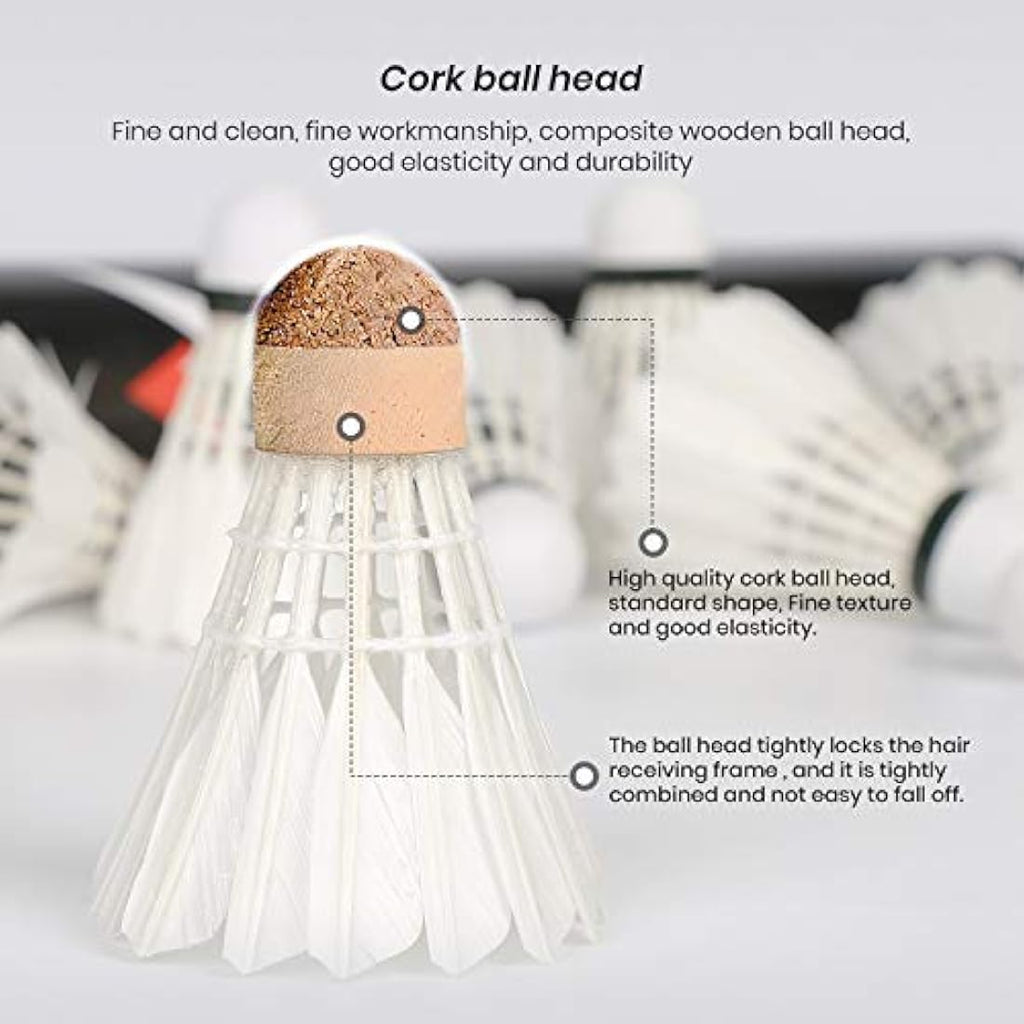 Duck Feather Badminton Shuttlecocks – 12-Pack Professional Birdies