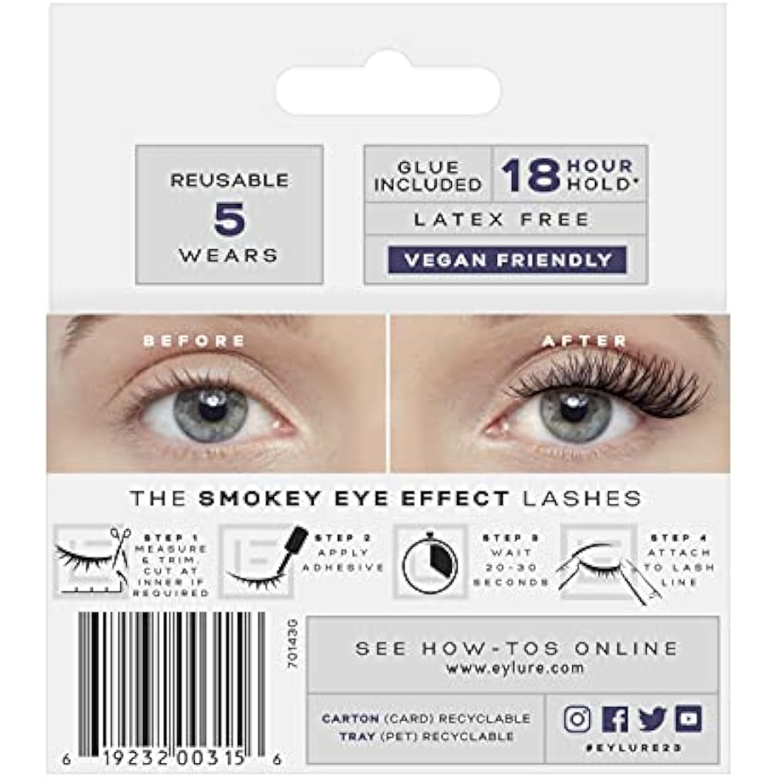 Eylure Smokey Eye No. 023 False Lashes – Black Synthetic Eye Makeup