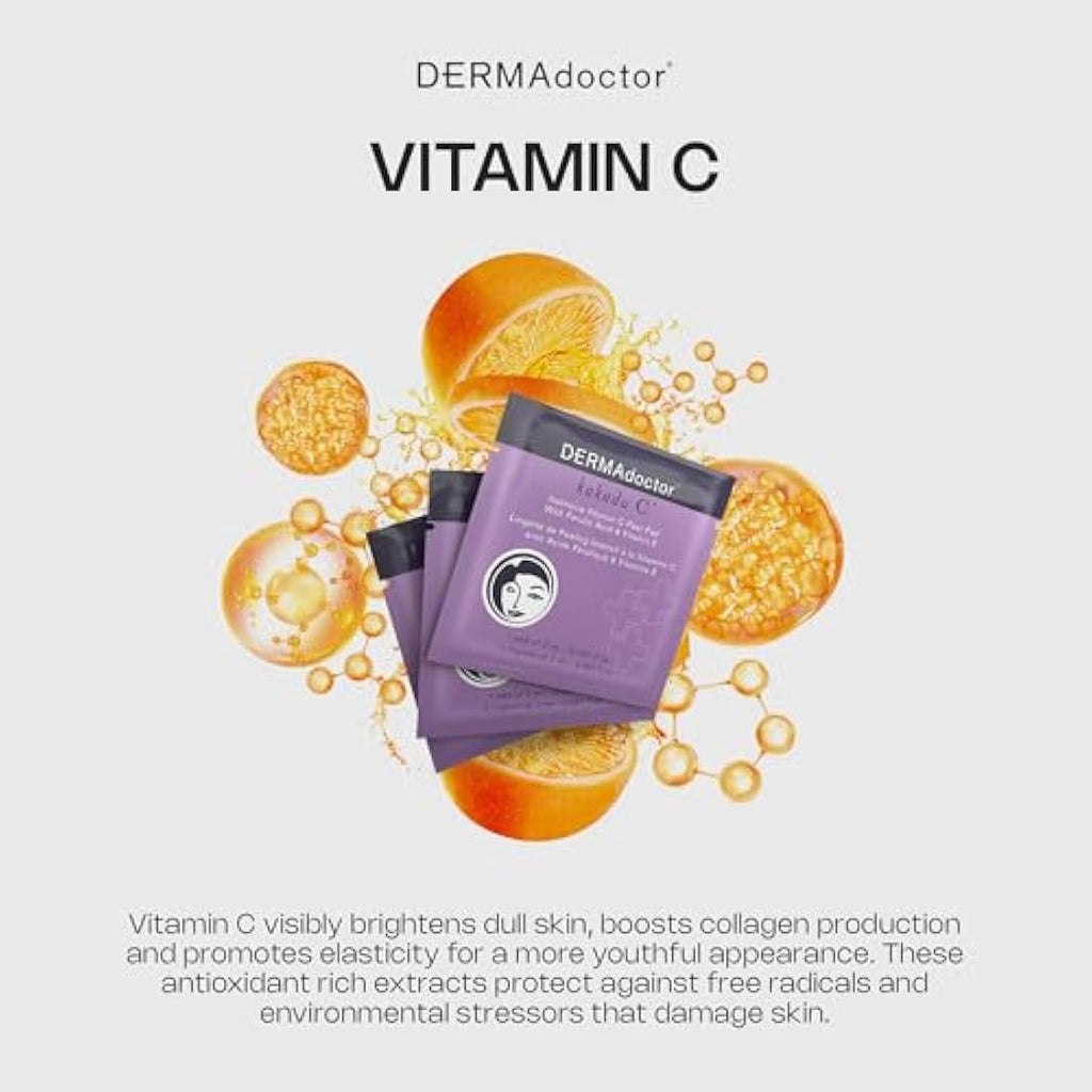 DERMAdoctor Kakadu C Vitamin C Peel Pads – Exfoliating AHA/BHA Treatment