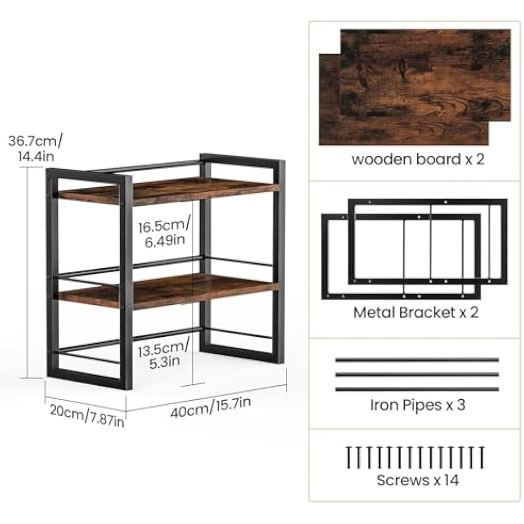 Wood Desktop Bookshelf – 2-Tier Office Desk Shelf Organizer