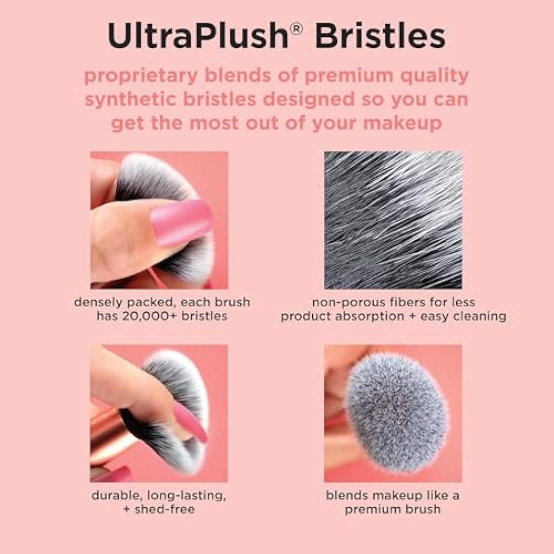 Real Techniques Face Base Makeup Brush Set - 4 Piece Blending Kit