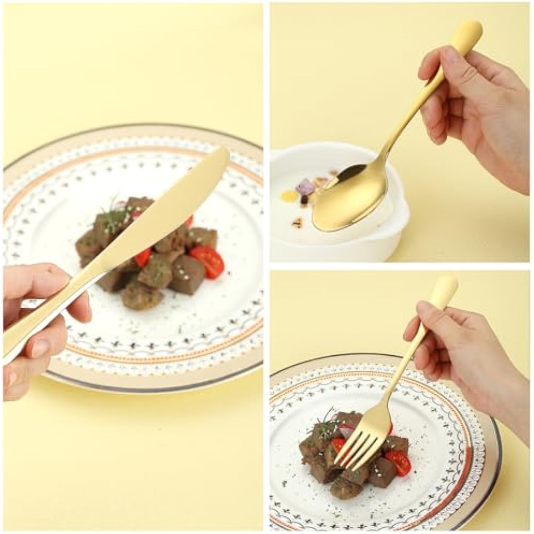 Gold Cutlery Set – 60-Piece Stainless Steel Flatware for 20