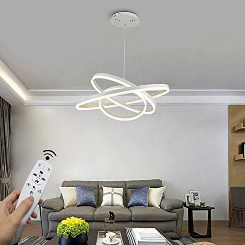 Jolof Store Modern 3-Ring LED Pendant Light | Dimmable White Chandelier