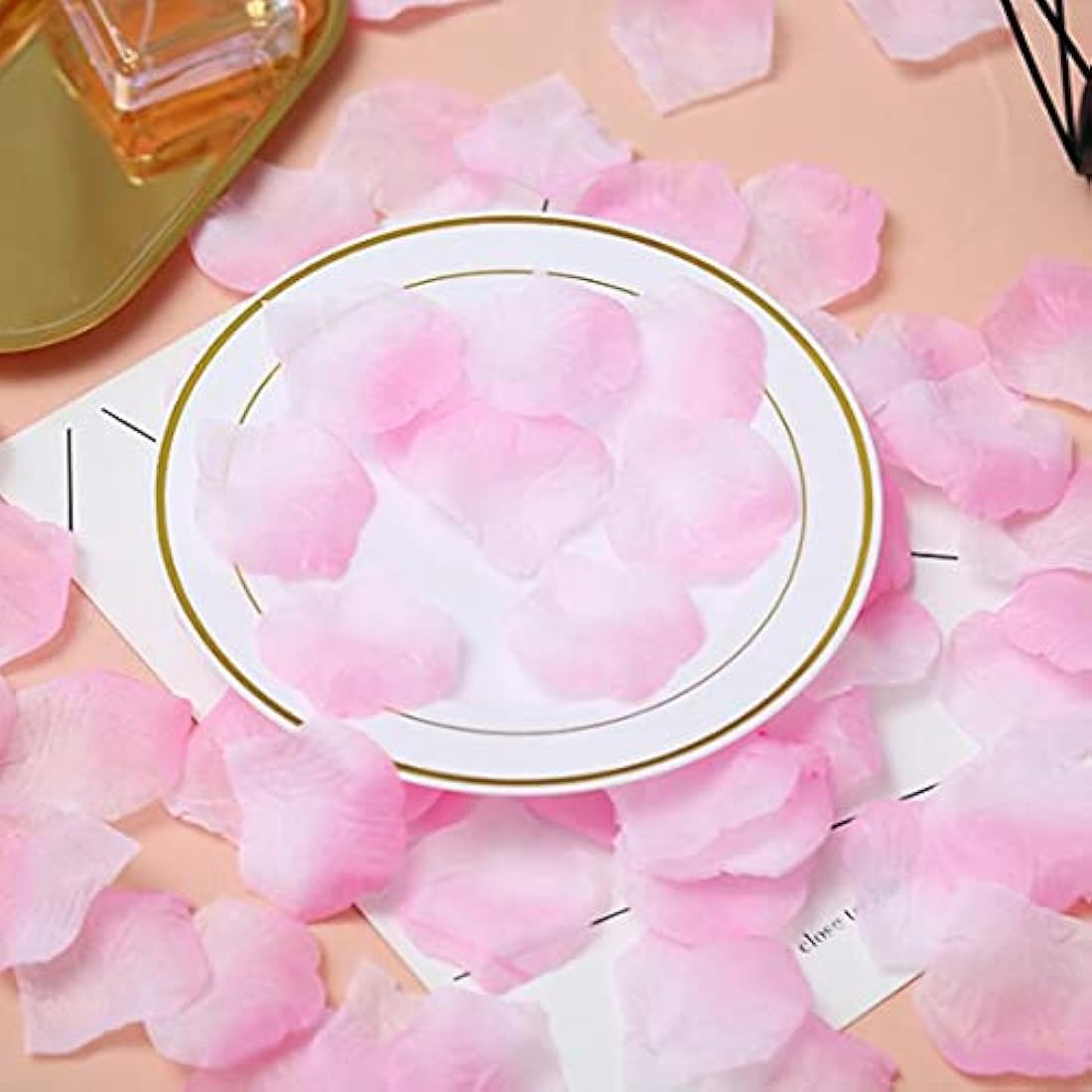 RuiChy 1000pcs Silk Artificial Rose Petals for Weddings - Pink & White