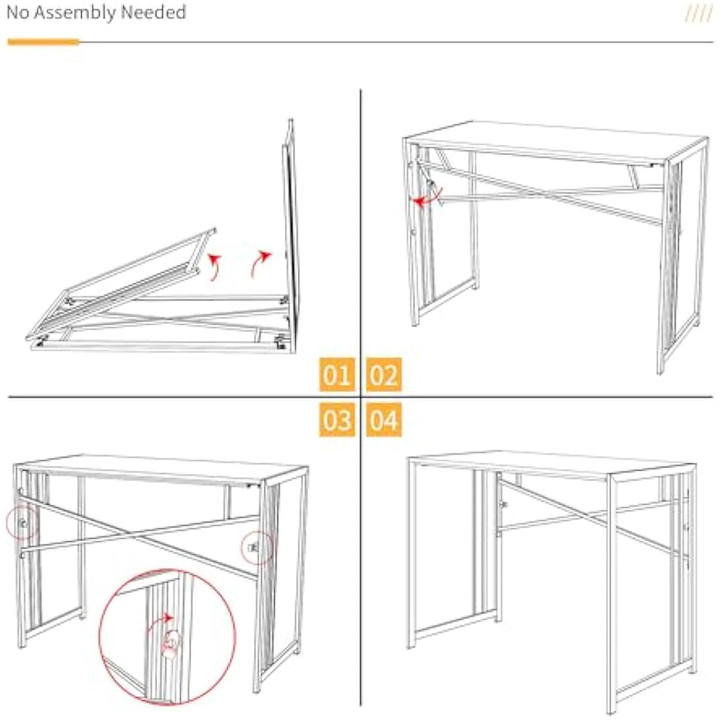 Lutown-Teen 103cm Folding Desk | No-Assembly White Home Office Table
