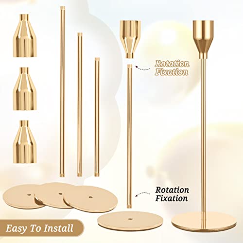Gold Metal Taper Candle Holders - Set of 12 for Weddings