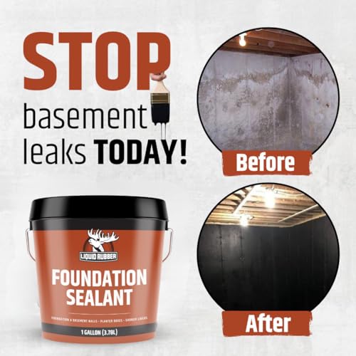 Liquid Rubber Foundation Sealant – Waterproof Concrete Sealer, Black, 3.78L