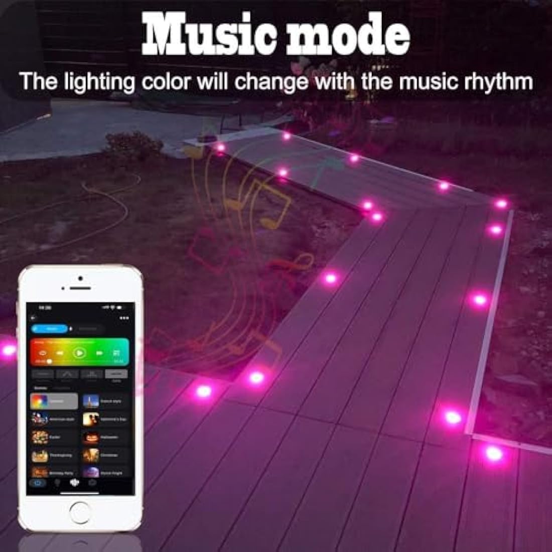 GEYUEYA RGB LED Deck Lights – Bluetooth App Control IP67 Waterproof 20pk