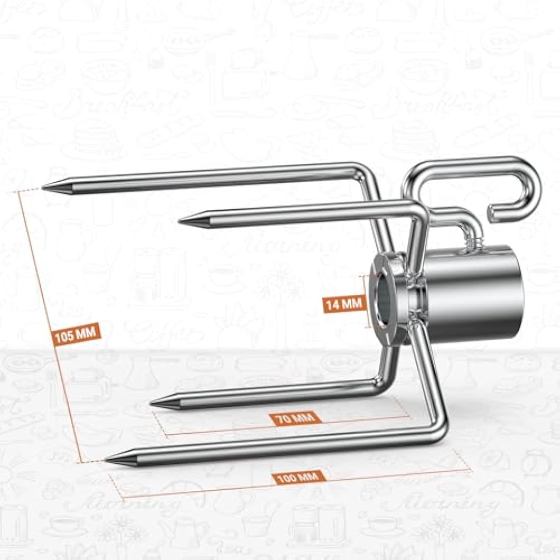 Onlyfire Rotisserie Meat Forks for 12mm Hexagon and 8mm Square Spit Rods