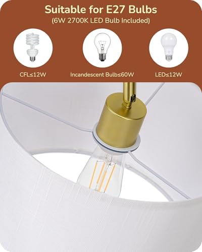EDISHINE LED Floor Lamp – 63" Gold Standing Lamp with Adjustable Linen Shade