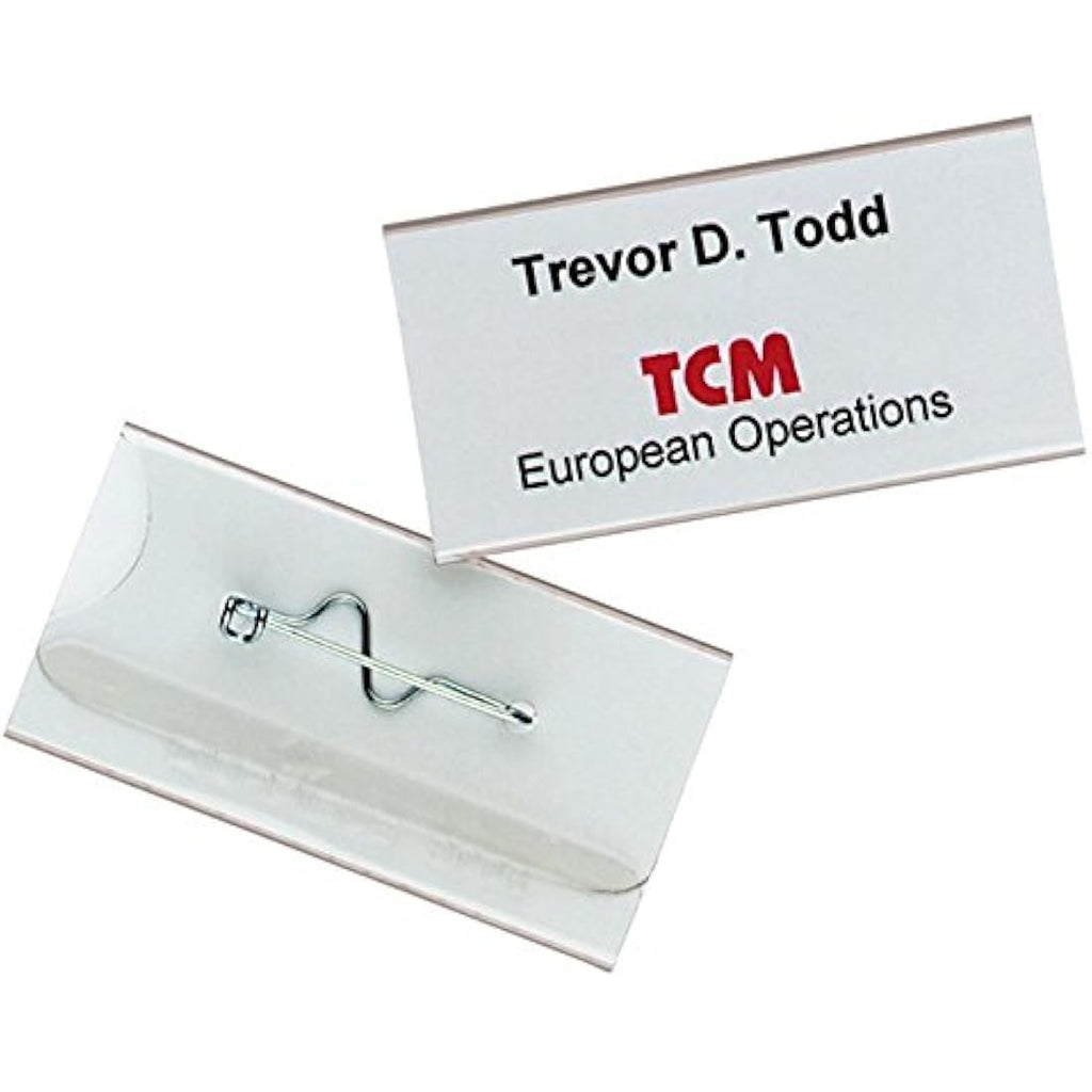 Jolof Store Name Badges with Pin - 40 x 75mm Clear ID Holders | 100 Pack