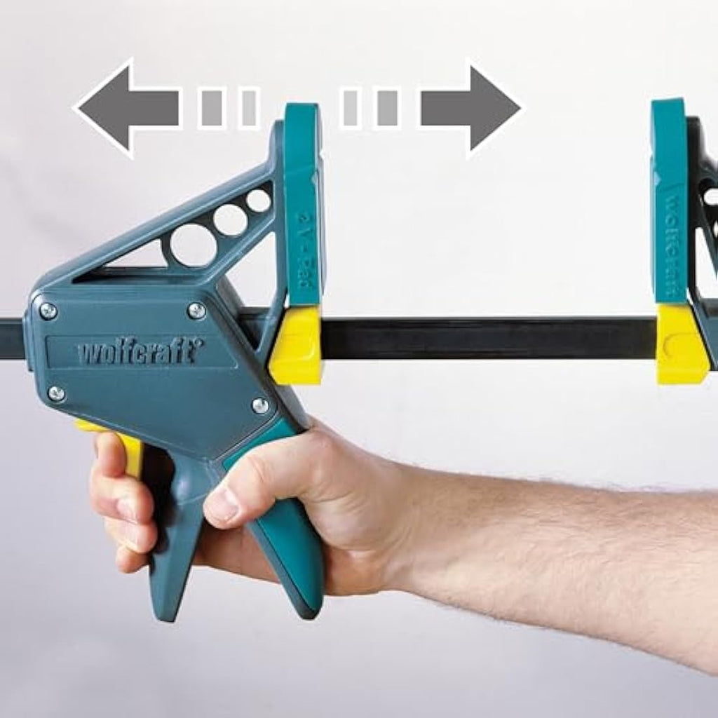 Wolfcraft PRO L One-Hand Clamp | 300mm Steel Rail Woodworking Tool
