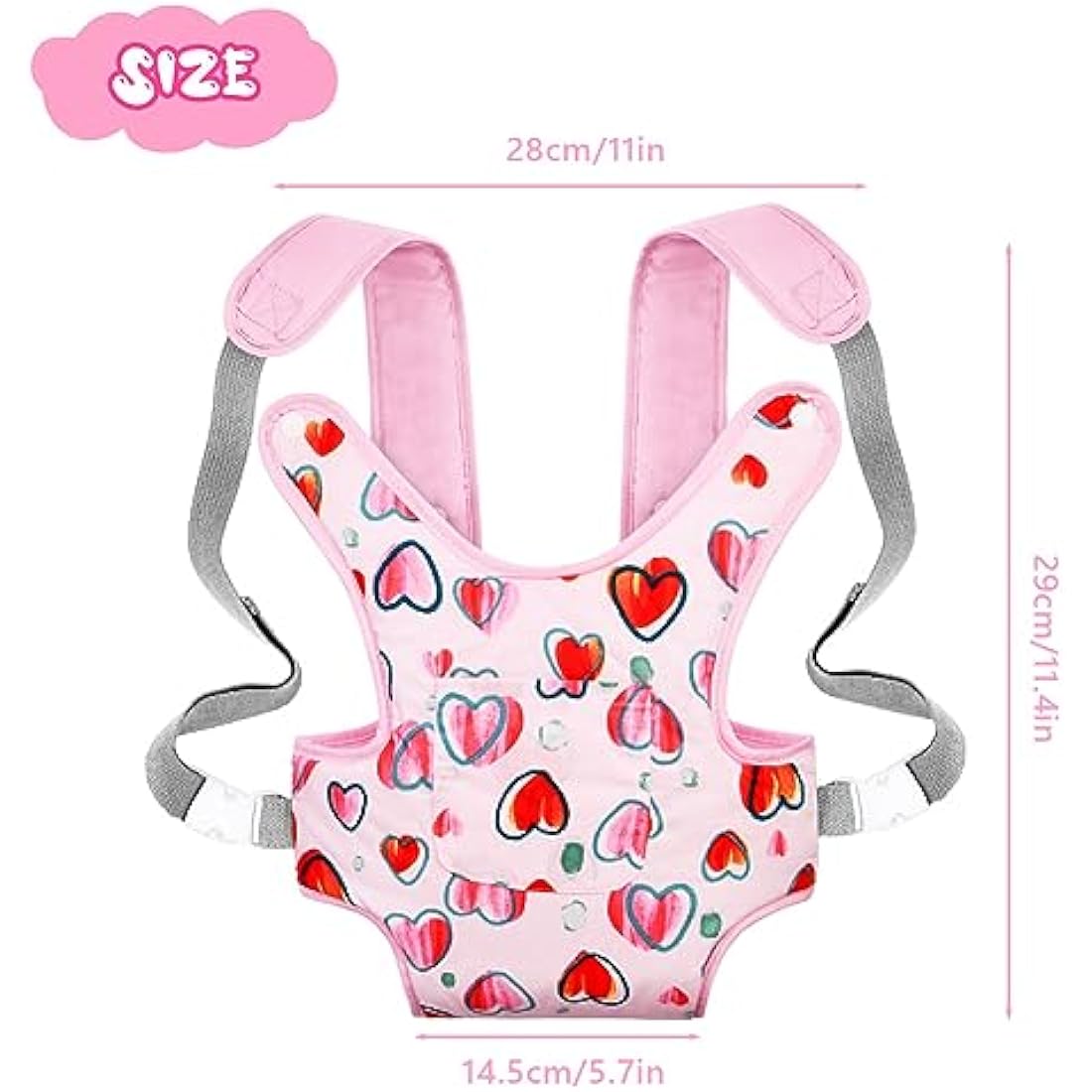 Aolso Baby Doll Carrier | Adjustable Cotton Front & Back Toy Seat - Pink