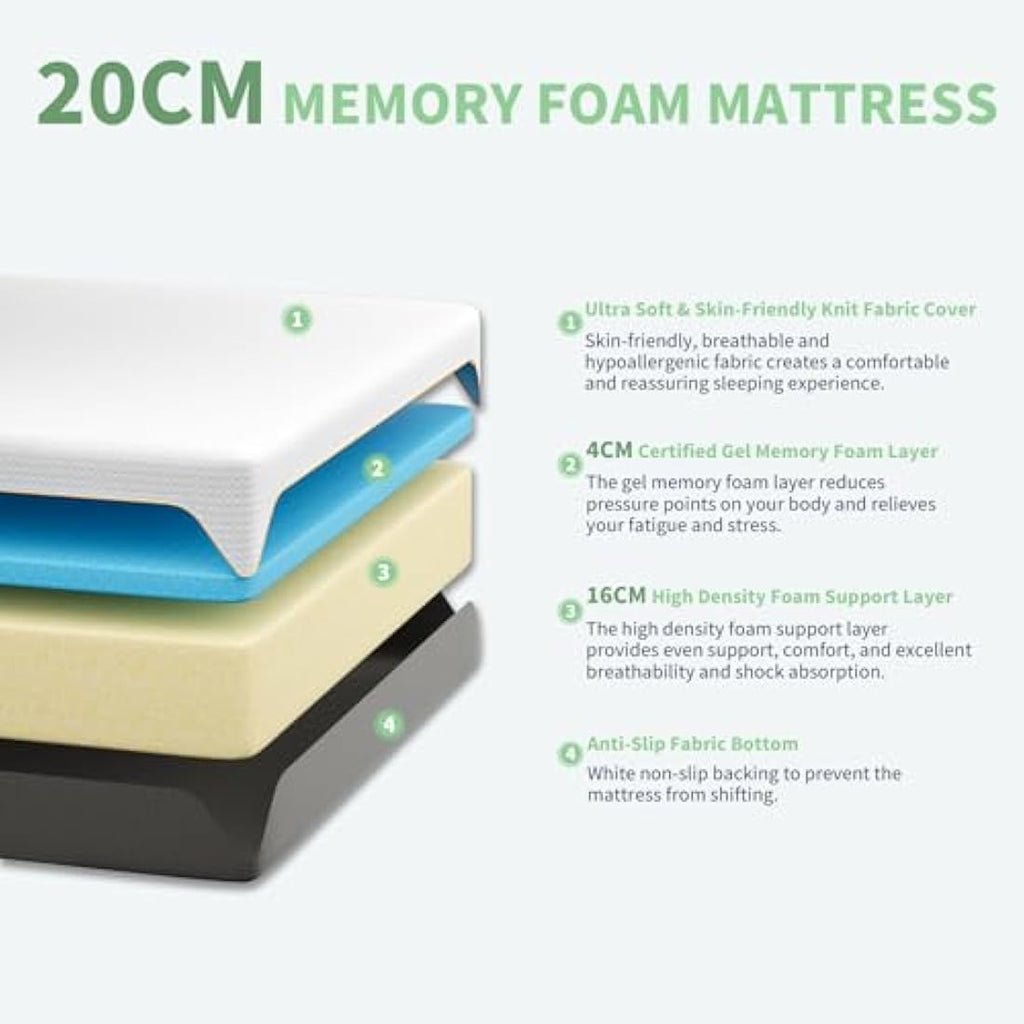 Doubleslee 4FT6 Double Memory Foam Mattress | Medium Firm Gel Foam