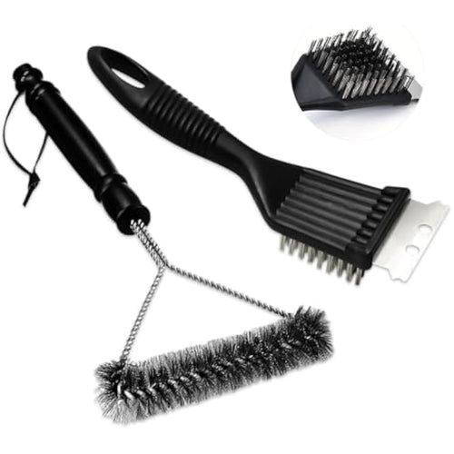 Jolof Store 2-in-1 BBQ Grill Brush and Scraper - Stainless Steel Kit