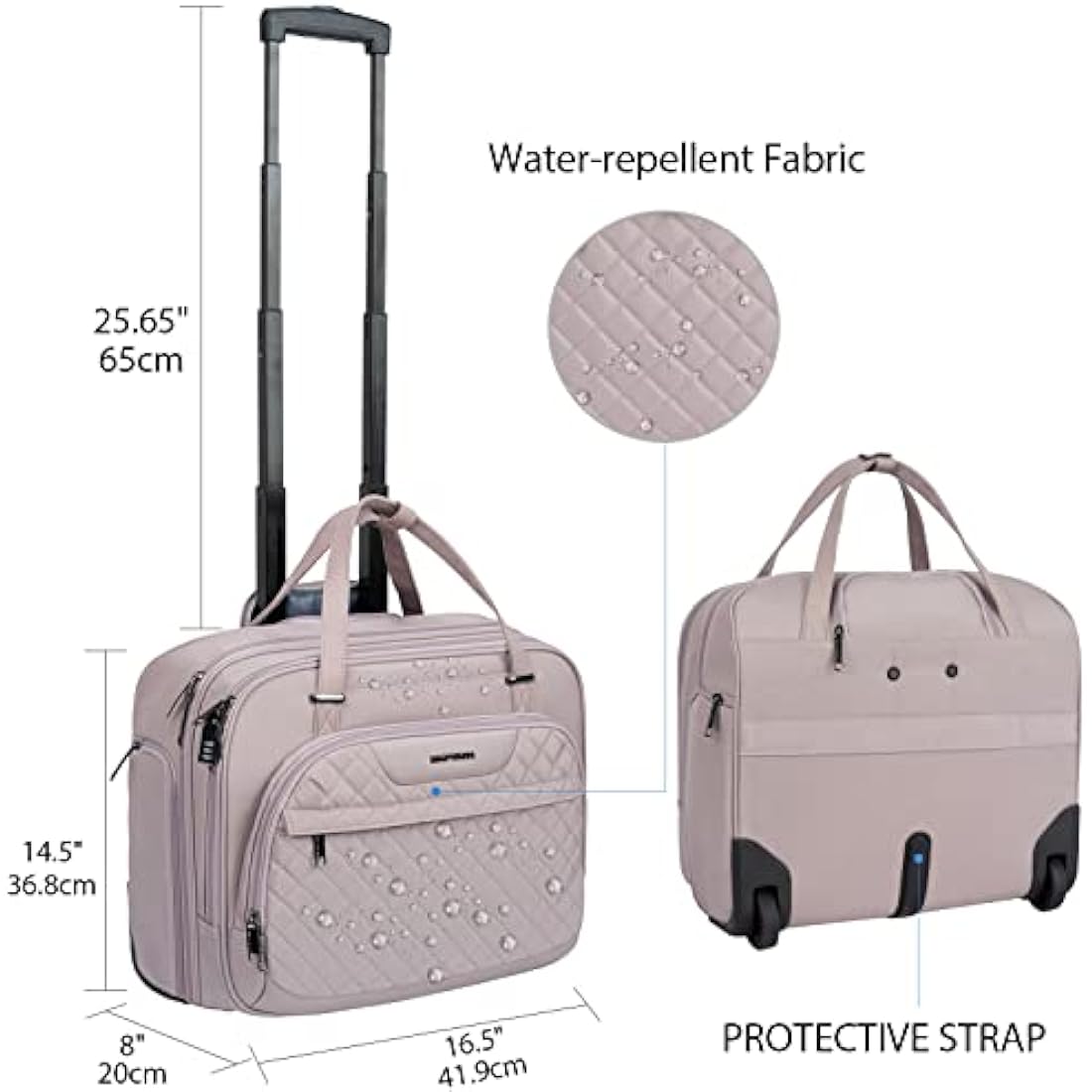 EMPSIGN Rolling Laptop Bag | 15.6 Inch Wheeled Briefcase with RFID, Pink
