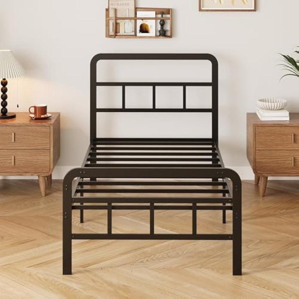 Jolof Store Single Metal Bed Frame – Black Platform Bed with Slats