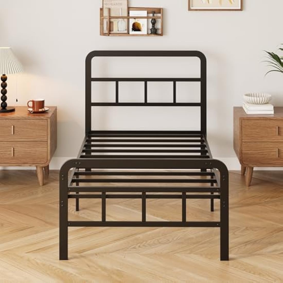 Yicensen Small Single Metal Bed Frame – Black Platform Bed 75x190cm