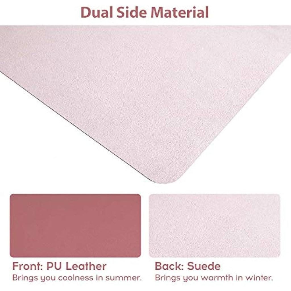 DOBAOJIA PU Leather Desk Pad - Waterproof Mouse Mat, Dark Pink, 27.5x13.8"