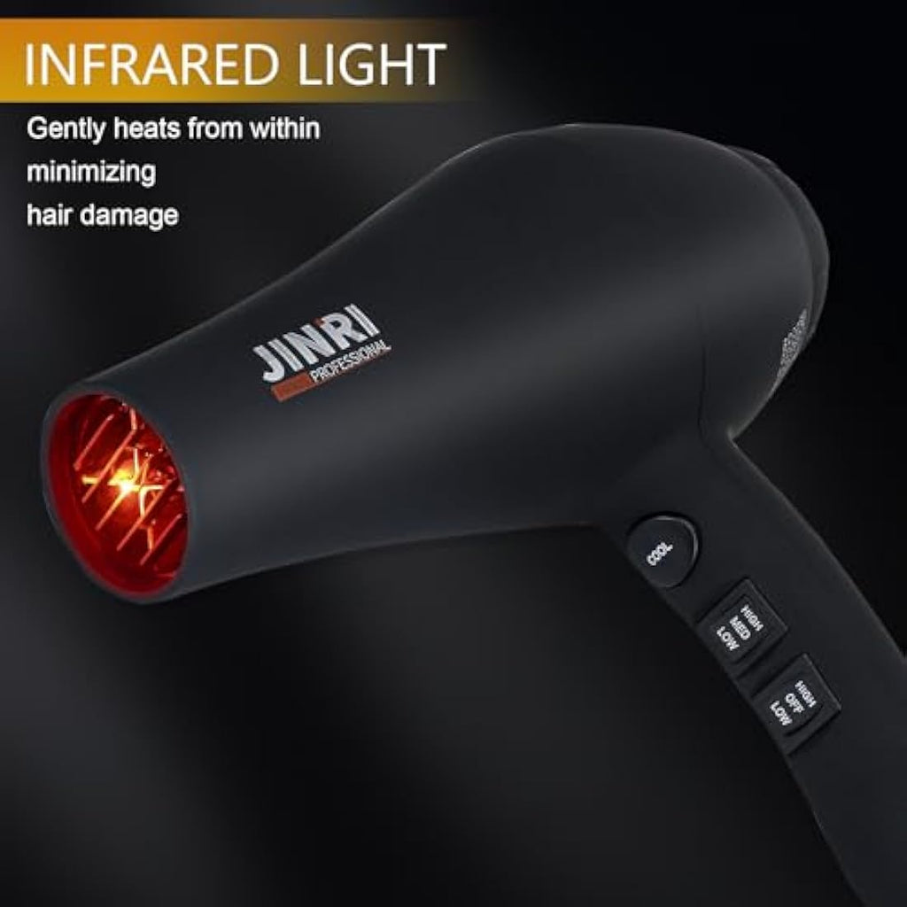 JINRI 2400W Professional Ionic Hair Dryer with Diffuser and Concentrator